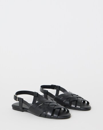 Luz Leather Woven Peep Toe Slingback Sandals - Extra Wide Fit (EEE)