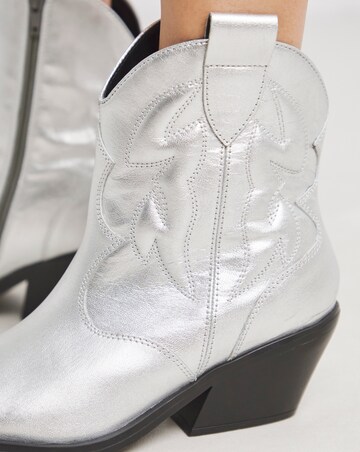 Angelique Embroidered Leather Ankle Western Boots - Extra Wide Fit (EEE)