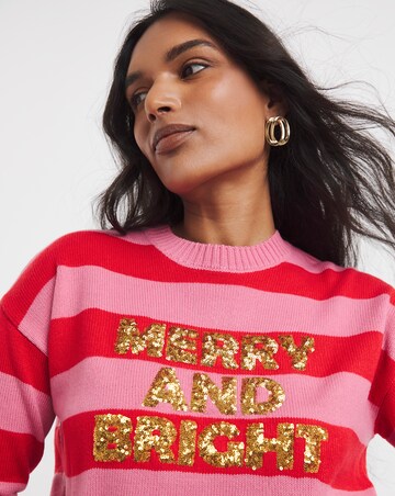Pink & Red Merry and Bright Christmas Jumper