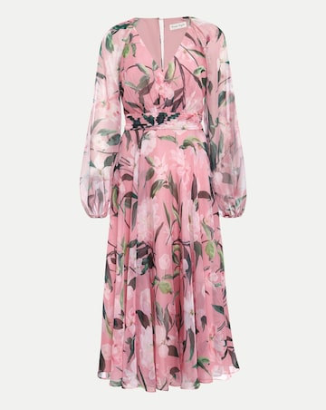 Phase Eight Lina Printed Long Sleeve Midi Dress