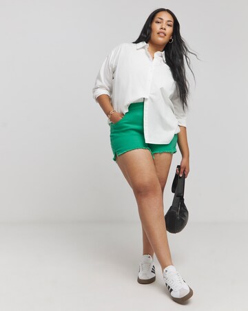 Green Fray Hem Shorts