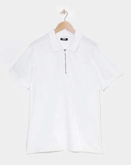 Supima Zip Neck Polo- White