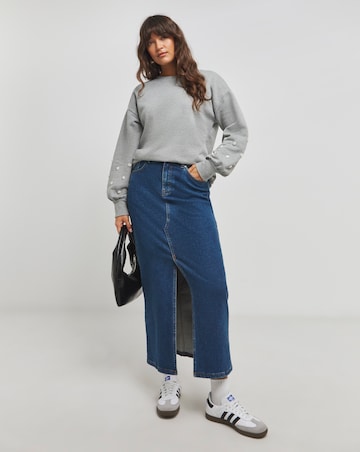 Grey Marl Pearl Balloon Sleeve Sweatshirt