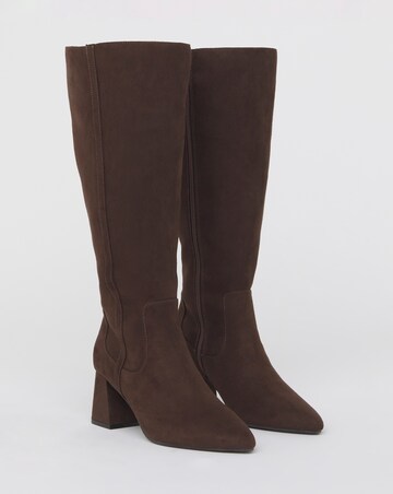 Soprano Block Heel Pointed Knee High Boots Extra Wide Fit (EEE) Super Curvy Calf