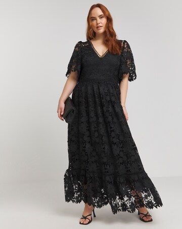 Lovedrobe Lace V-Neck Midaxi Dress