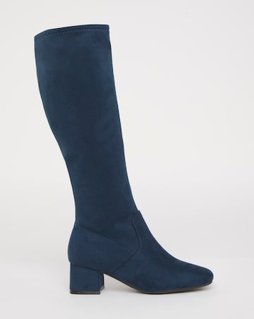 Claudia Block Heel Knee High Boots - Wide Fit (E) & Super Curvy/Curvy Plus Calf