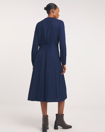 Midi Shirt Dress With Quarter Front Zip