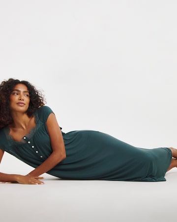 Cyberjammies Lace Detail Jersey Nightdress Dark Green