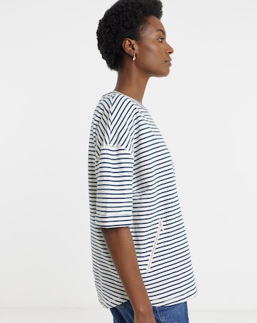 Stripe Longline Short Sleeve Sweatshirt