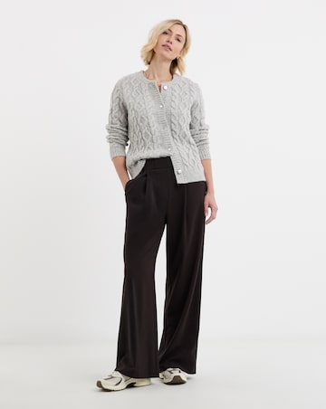 Grey Cable Knitted Bomber