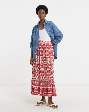 Border Print Maxi Skirt