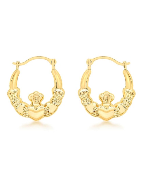 9ct Gold Claddagh Creole Earrings
