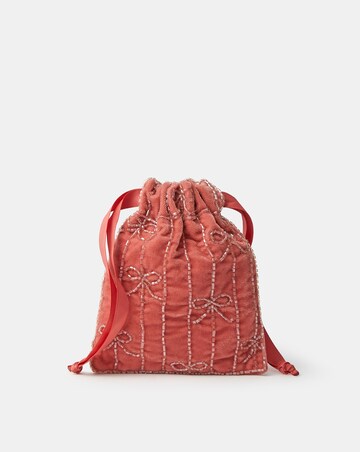 Accessorize Bow Velvet Drawstring Bag