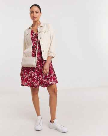Pink Floral Relaxed Button Through Smock Dress