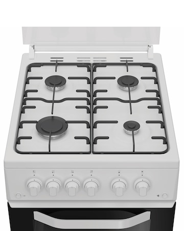 Hotpoint HTG5GCWL 50cm Gas Twin Cooker with Glass Lid - White + installation