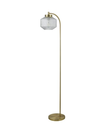 Clear Glass and Brass Floor Lamp