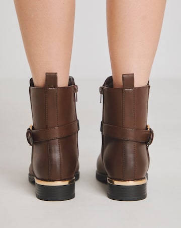 Heavenly Soles Indi Ankle Boots With Buckle Strap - Wide Fit (E)