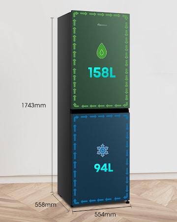 Fridgemaster MC55240EB 174cm 50/50 Fridge Freezer Black