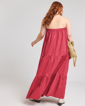 Native Youth Red Bandeau Tiered Maxi Dress