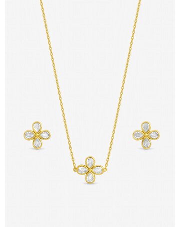 Jon Richard Gold Plated and Crystal Flower Bridal Set - Gift Box