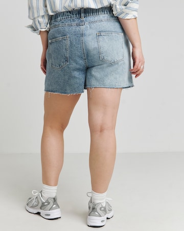 Simply Be Mid Blue Patchwork Denim Shorts