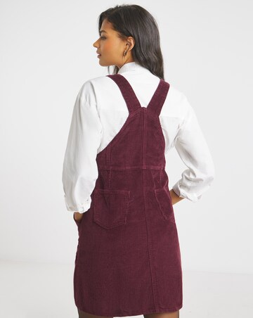 Simply Be Burgundy Cord Mini Dungaree Dress