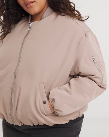 Taupe Oversized Bomber Jacket