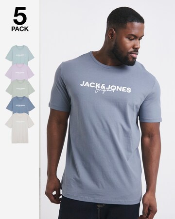 Jack & Jones Summer Logo T-Shirt 5 Pack - Multi