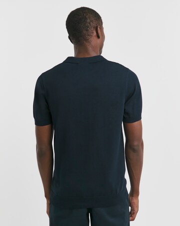 Navy Short Sleeve Textured Revere Knit Polo