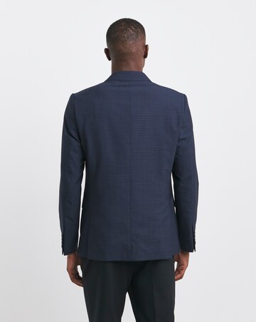 Navy Textured Relaxed Suit Jacket