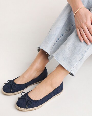 Simply Be Arielle Broderie Ballerina Espadrille - Wide Fit (E)