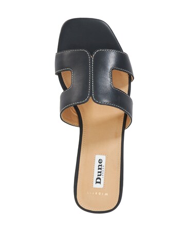 Dune Loupe Black Leather Sandals - Wide Fit (E)