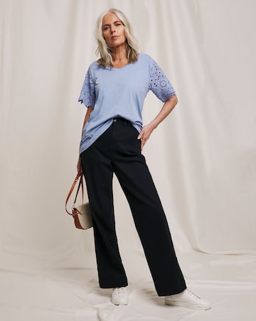 Julipa Pure Cotton Crochet Sleeve T-Shirt