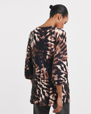 Tie Dye Print Button Front Longline Top