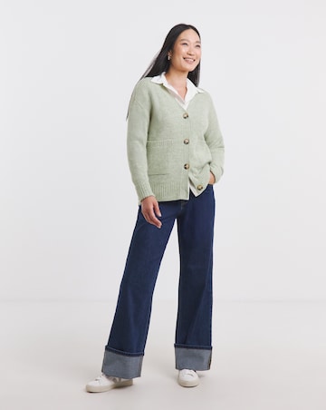 Sage Button Rib Cardigan