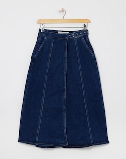 Mid Blue Wrap Midi Skirt