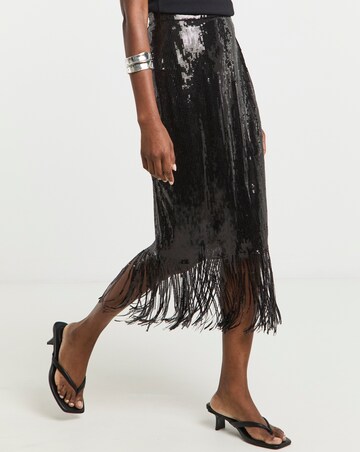 Lovedrobe Overall Sequin Tassel Skirt