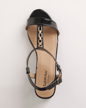 Cushion Walk T Bar Block Heeled Sandals E Fit