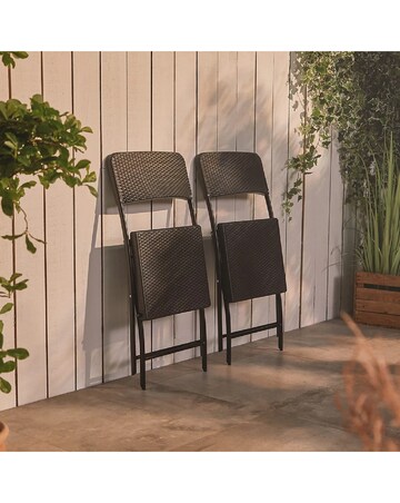 VonHaus Rimini Black Faux Rattan Garden Chairs - Set of 2