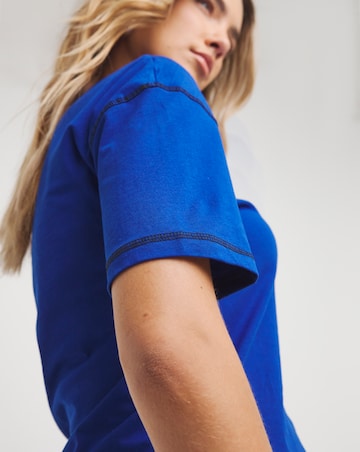 Blue Contrast Flatlock Top