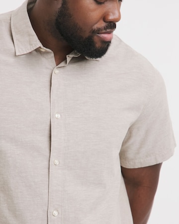 Jack & Jones Breeze Short Sleeve Linen Shirt - Crockery