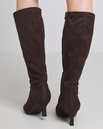 Hillary Kitten Heel High Leg Boot - Wide Fit (E) & Super Curvy Calf