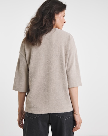 Cream Brushed Soft Touch Half Sleeve Top