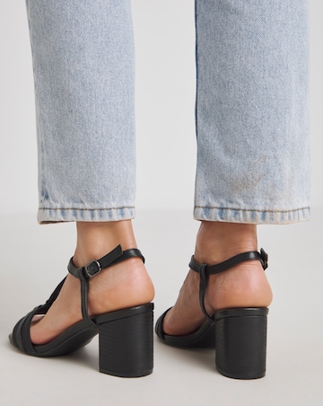 Oprah Low Block Heel T Bar Sandals - Extra Wide Fit (EEE)