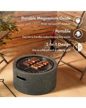 VonHaus Grey Round MgO Fire Pit