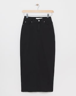 Black High Waist Super Soft Denim Maxi Skirt