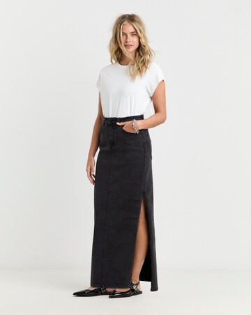 Black Side Split Maxi Skirt