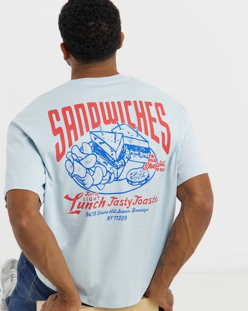 JACK & JONES Sandwich Back Graphic T-Shirt - Blue