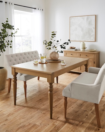 Margot Wooden Dining Table with 2 Mae Benches