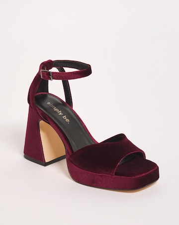 Emi Velvet Platform Heeled Sandals - Extra Wide Fit (EEE)